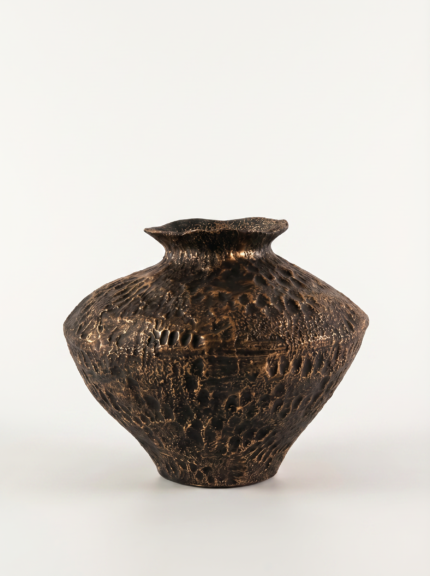 Antique Bronze Textured Decorative Vase UAE Sculptural Vintage Metal Design