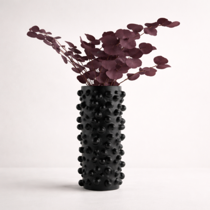 Black Textured Bubble Vase UAE Modern Sculptural Decor