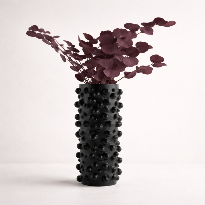 Black Textured Bubble Vase UAE Modern Sculptural Decor