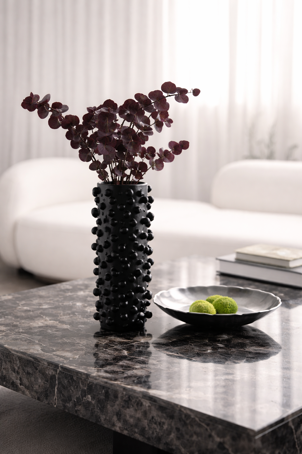 Black Textured Bubble Vase UAE | Modern Sculptural Decor