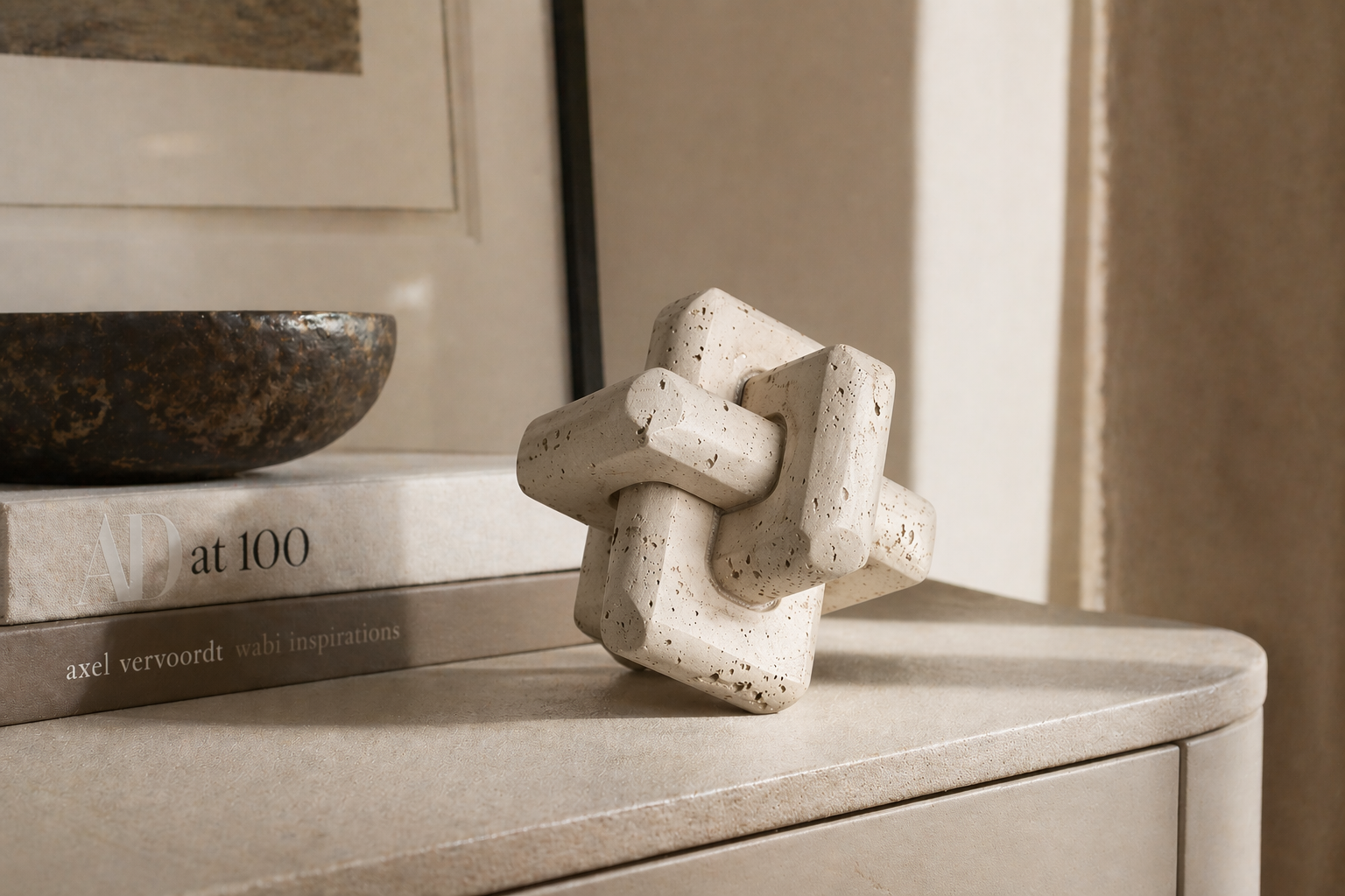 Interlocking Travertine Sculpture Beige UAE