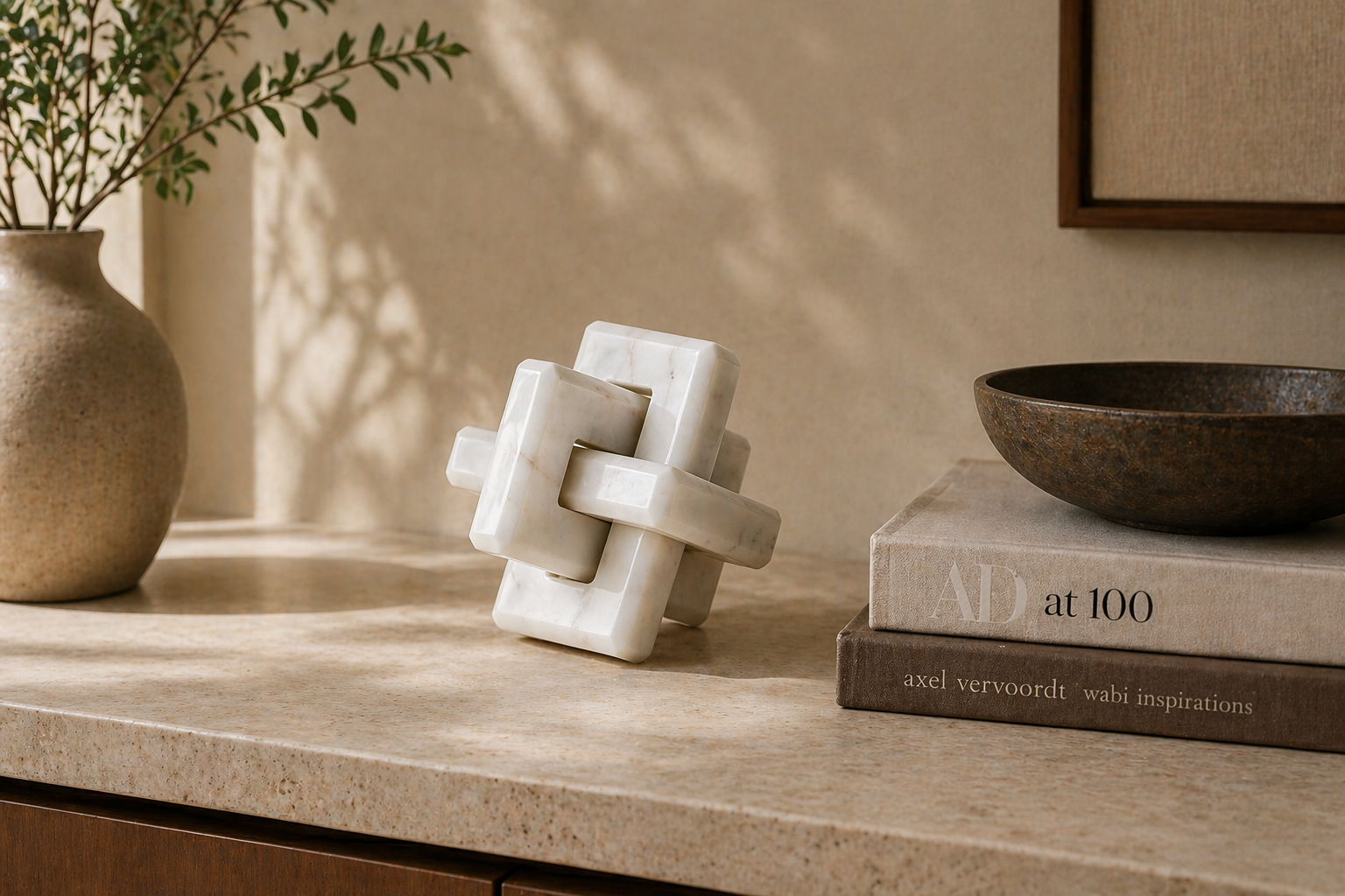 Interlocking Marble Sculpture – White
