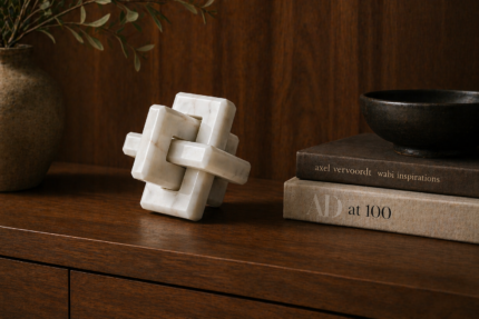 Interlocking Marble Sculpture White UAE | Luxury Modern Decor