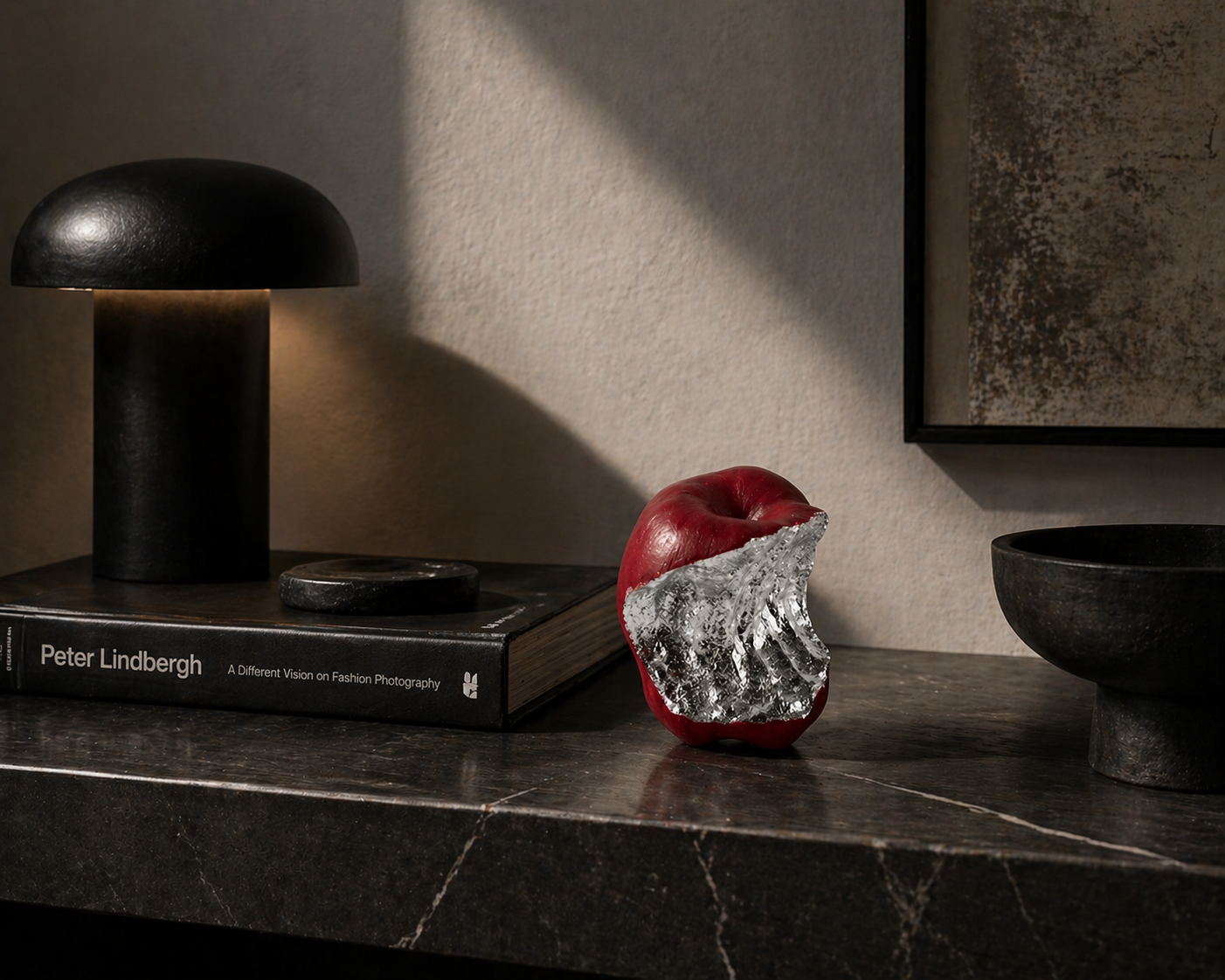 Red Apple Sculpture with Silver Core UAE | Luxury Modern Decor