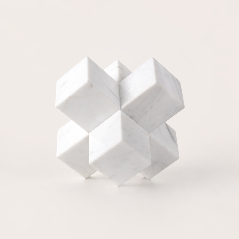 White Marble Decorative Block Sculpture UAE | Luxury Stone Accent