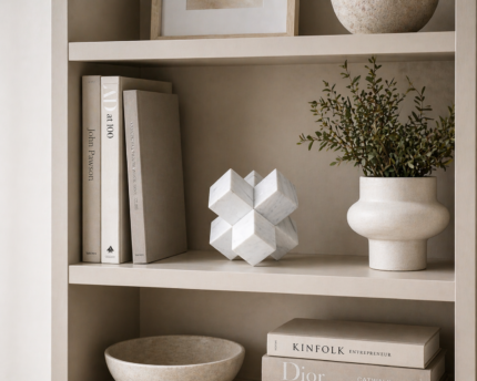 White Marble Decorative Block Sculpture UAE | Luxury Stone Accent