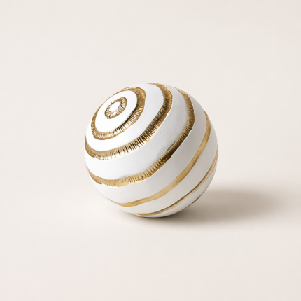 White Sphere Gold Spiral Sculpture UAE | Luxury Modern Decor