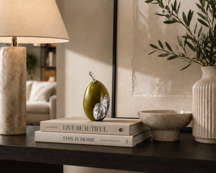 Bitten Pear Decorative Sculpture UAE | Modern Fruit Accent