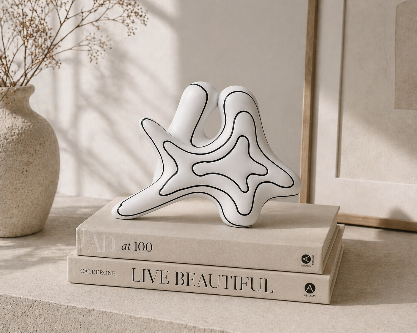 White Geometric Sculpture UAE | Minimal Modern Decor