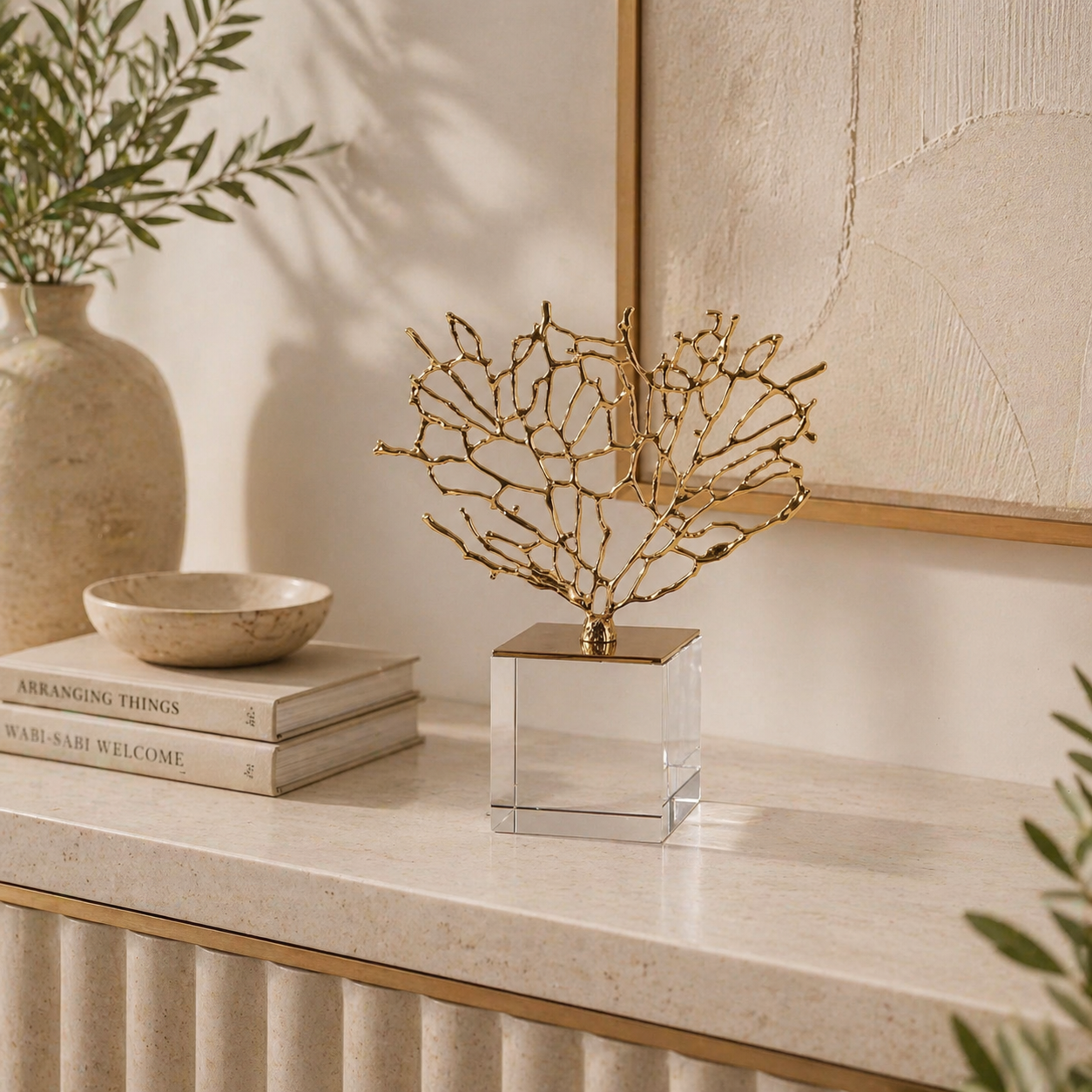 Abstract Gold Coral Sculpture UAE