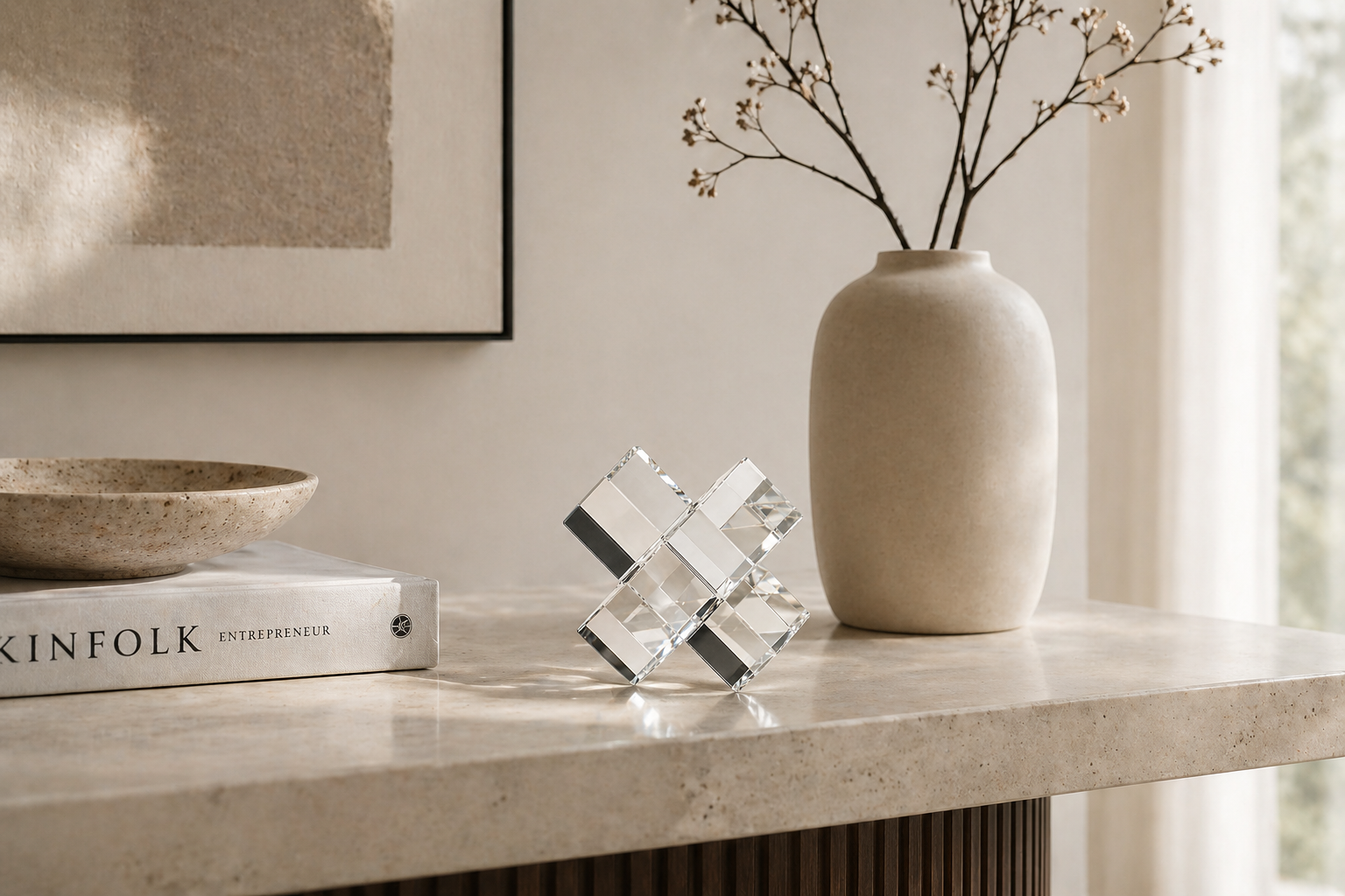 Clear Acrylic Decorative Cube Sculpture UAE | Modern Display Accent