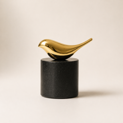 Golden Bird Sculpture Black Marquina Base UAE