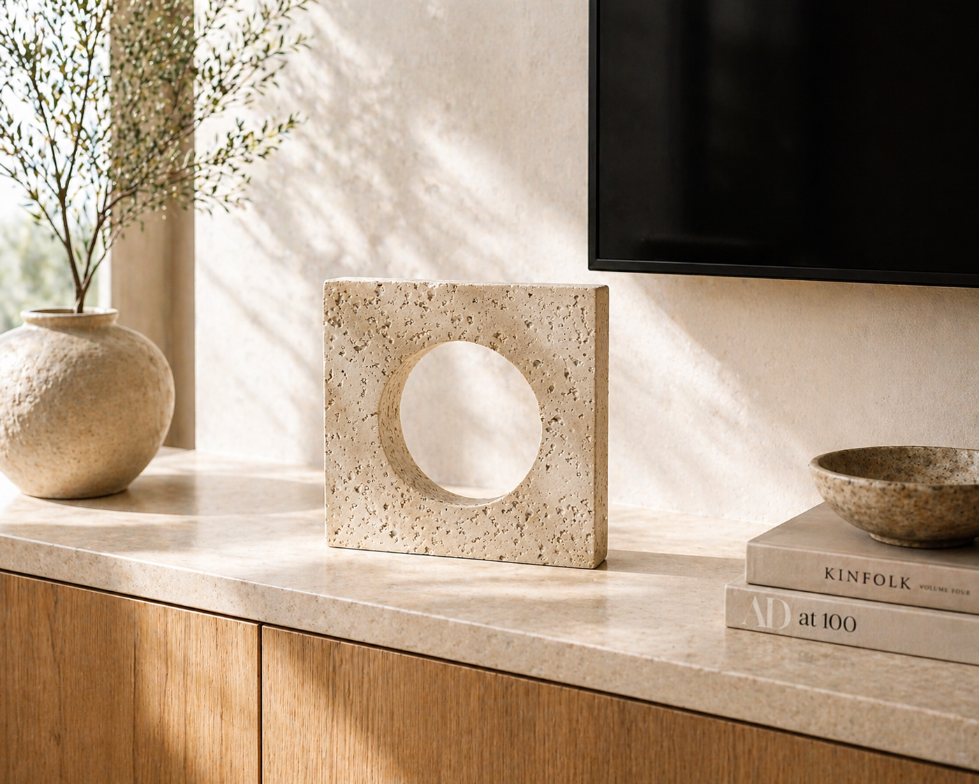Textured Stone Abstract Sculpture UAE | Modern Natural Decor