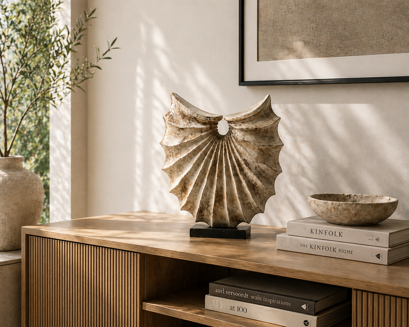 Textured Beige Centerpiece Bowl UAE | Modern Sculptural Decor