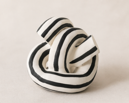 Twisted Motion – Black and White Striped Sculpture