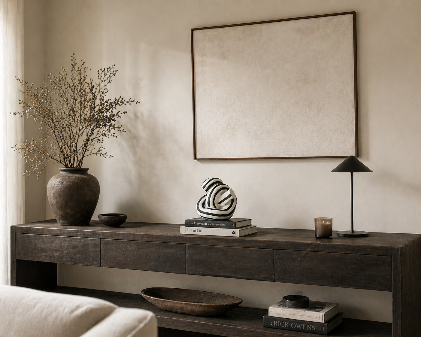 Twisted Motion – Black and White Striped Sculpture