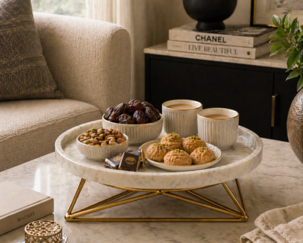 Aurelia Marble Serving Tray – Luxury Gold Base Decor