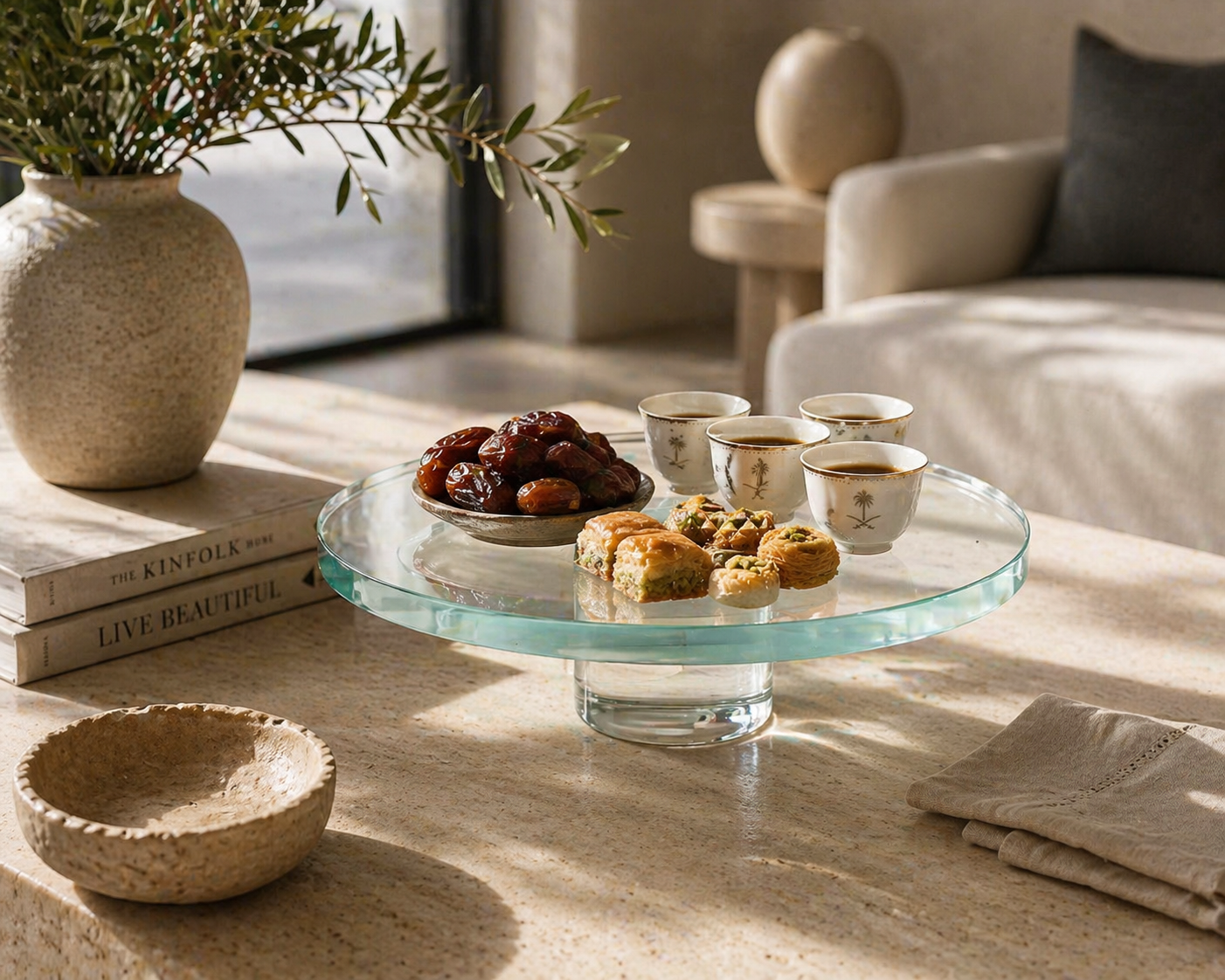 Crystal Halo Glass Tray – Elegant Luxury Decor UAE