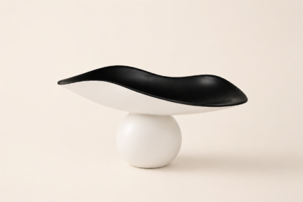 Black White Pedestal Tray – Sculptural Modern Decor UAE