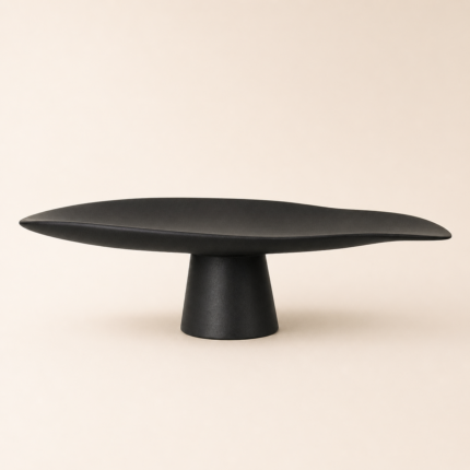 Black Sculptural Pedestal Bowl – Modern Statement Decor UAE