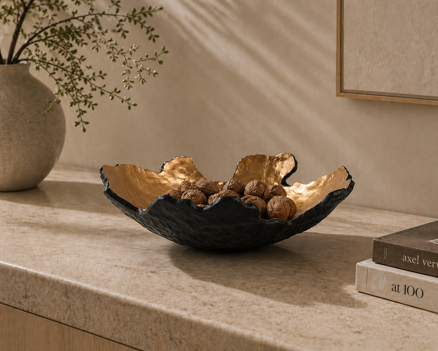Gold Black Centerpiece Bowl – Luxury Modern Decor UAE