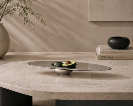 Futuristic Reflection Elliptical Platter – Stainless Steel Tray