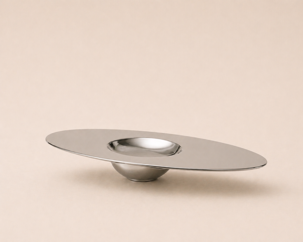 Futuristic Reflection Elliptical Platter – Stainless Steel Tray