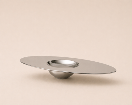 Futuristic Reflection Elliptical Platter – Stainless Steel Tray