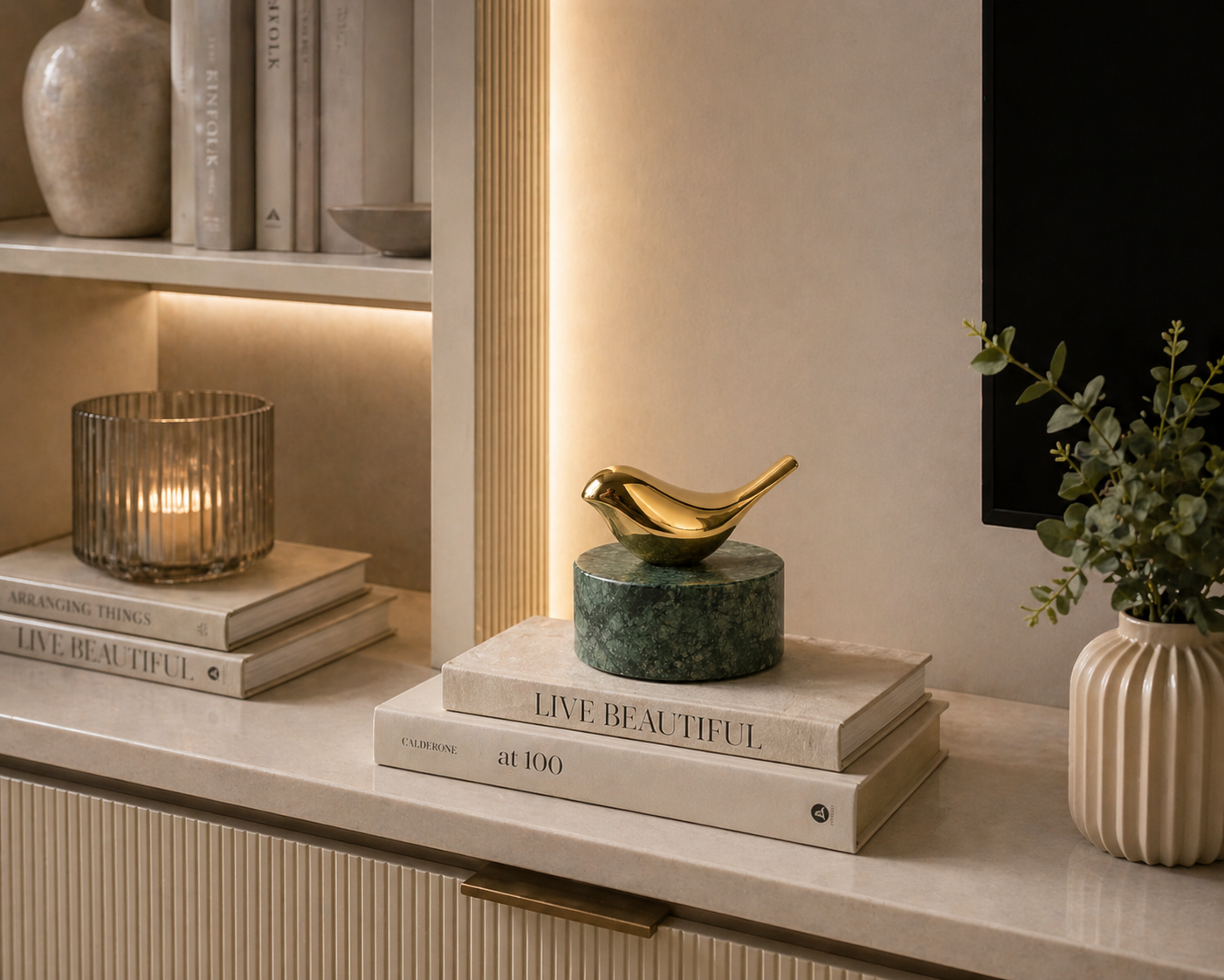 Golden Bird Sculpture Marble Base UAE