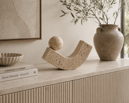 Travertine Curved Abstract Sculpture UAE