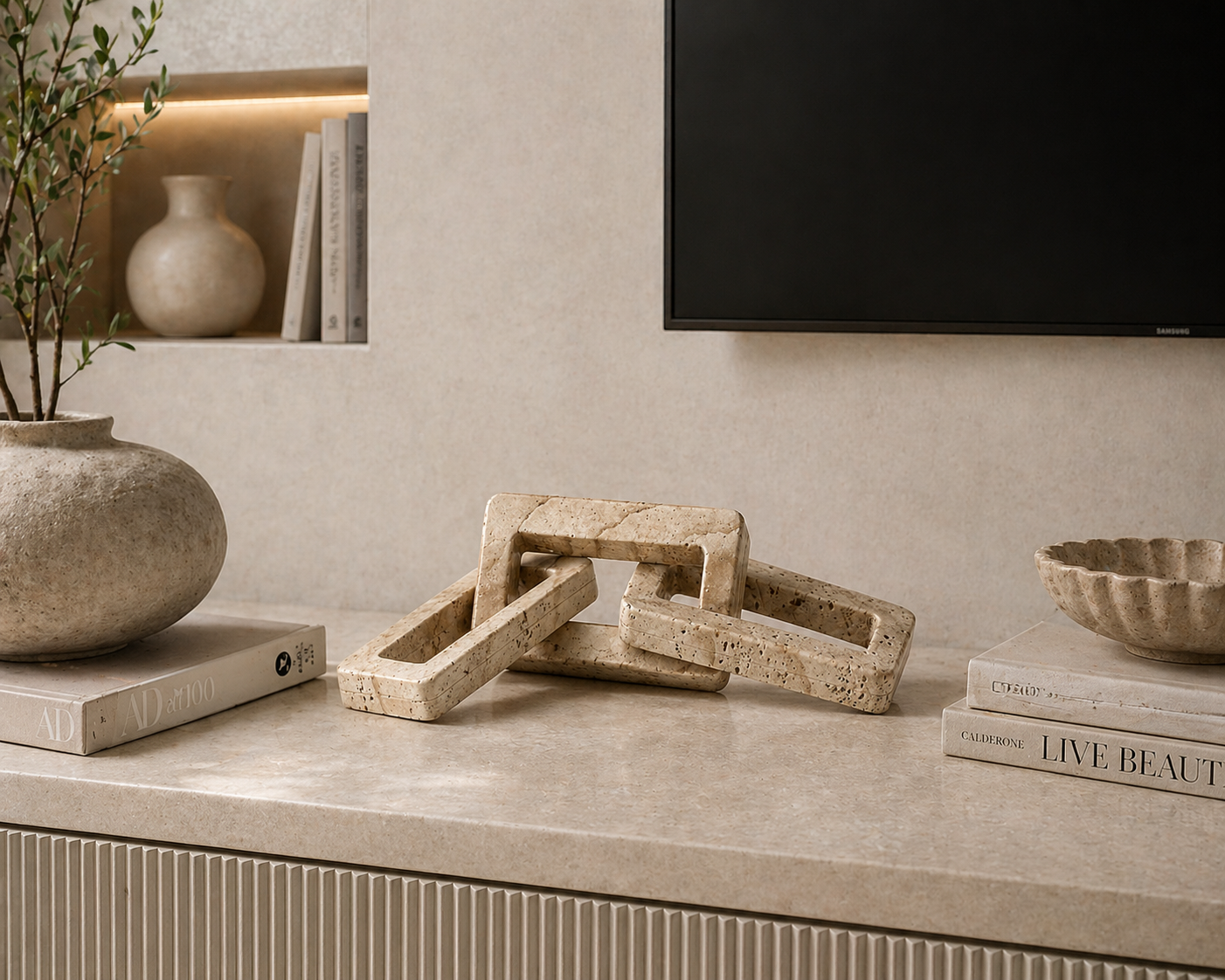 Travertine Chain Link Sculpture UAE
