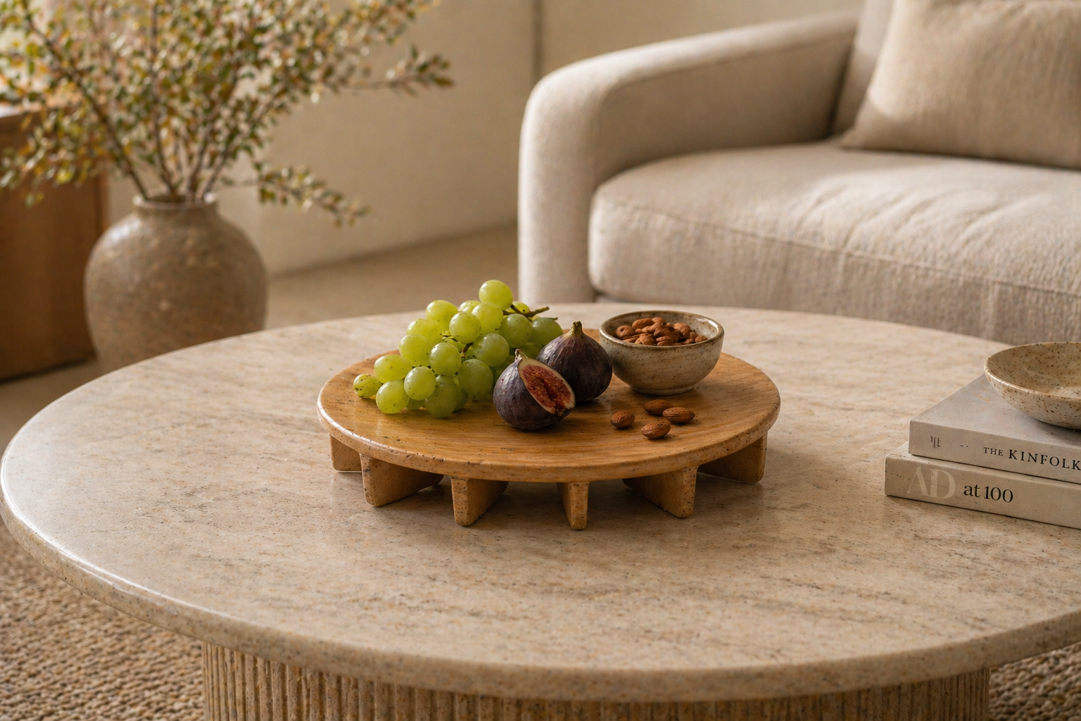 Natural Sculpted Base Tray – Modern Organic Decor UAE