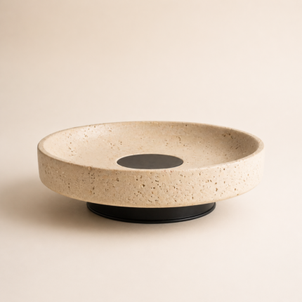 Travertine Wabi Sabi Bowl – Natural Stone Decor UAE