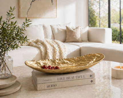 Sculptural Gold Organic Centerpiece Tray – Luxury Decor UAE