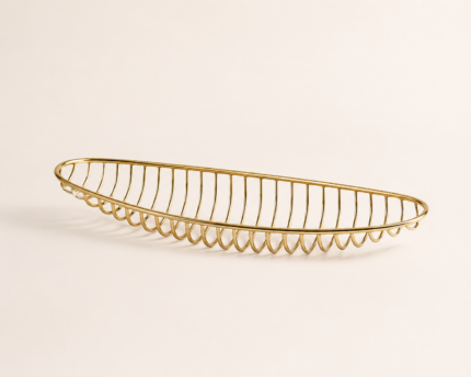 Sculptural Gold Serving Basket Tray – Modern Centerpiece Decor UAE