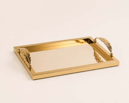 Ornate Gold Leaf Serving Tray – Luxury Elegant Decor UAE