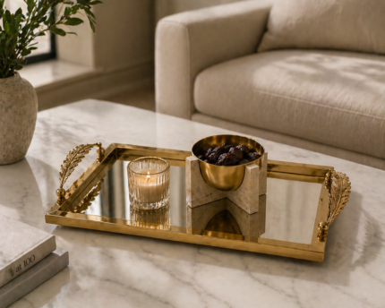 Ornate Gold Leaf Serving Tray – Luxury Elegant Decor UAE