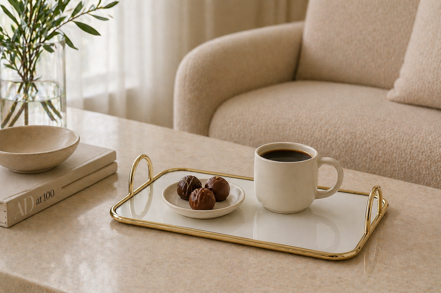 Gold Mirrored Display Tray – Luxury Glam Decor UAE