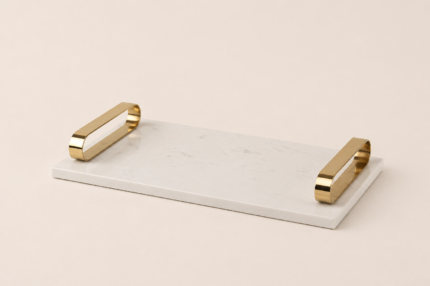 Marble Serving Tray with Gold Handles – Luxury Modern Decor UAE
