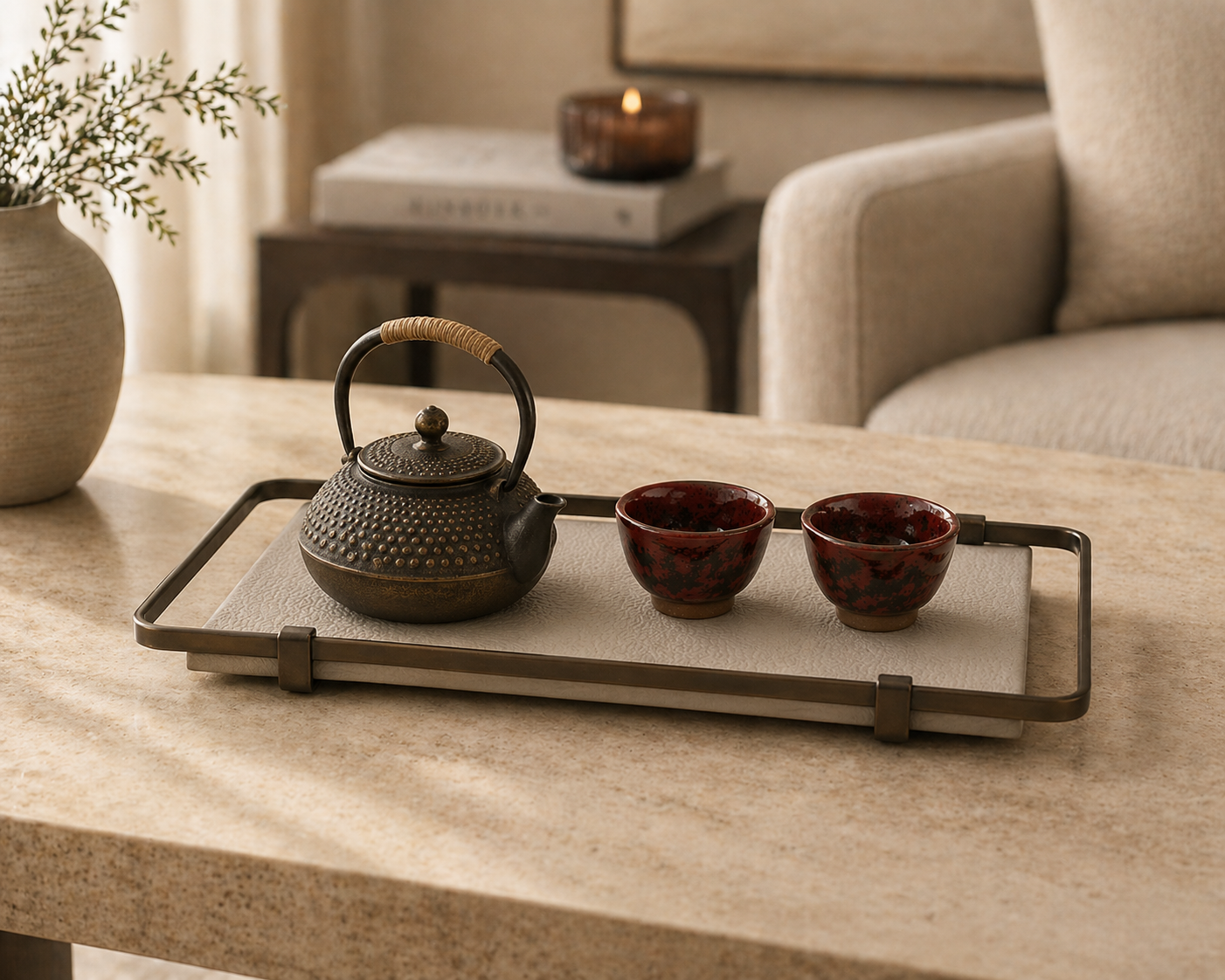 Leather Rustic Metal Tray – Urban Heritage Decor UAE