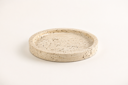 Mizu Round Travertine Tray – Japandi Minimalist Decor UAE