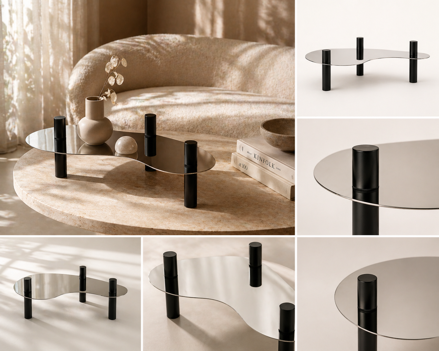 Stellar Arc Stainless Steel Black Tray – Modern Sculptural Decor UAE