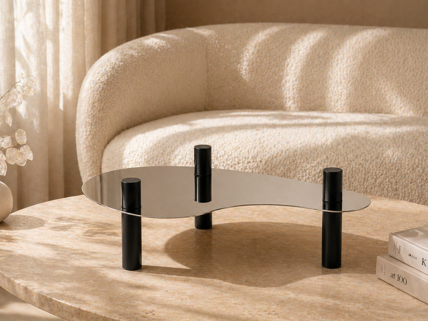 Stellar Arc Stainless Steel Black Tray – Modern Sculptural Decor UAE