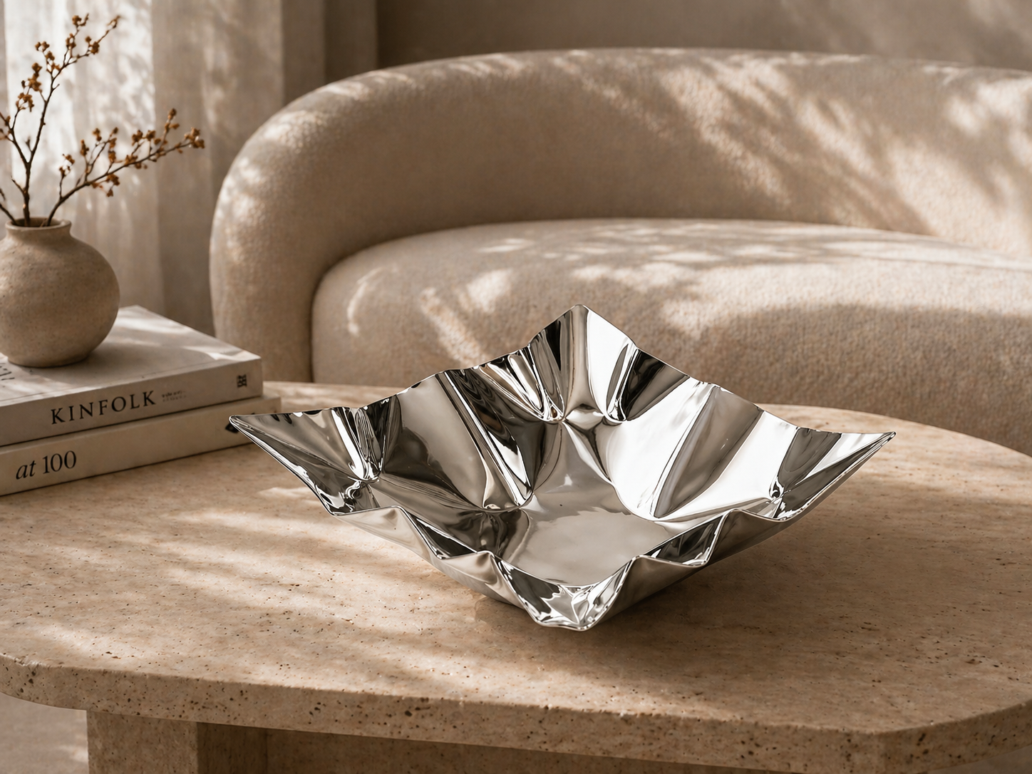Stainless Steel Abstract Tray – Modern Sculptural Decor UAE