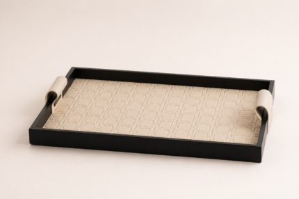 Woven Beige Black Tray UAE – Luxury Decorative Tray