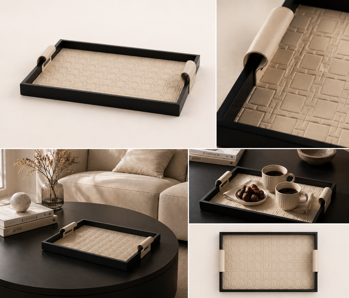 Woven Beige Black Tray UAE – Luxury Decorative Tray