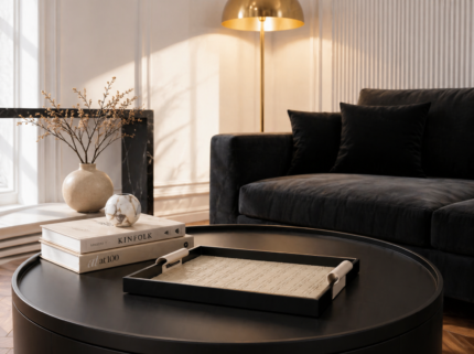 Woven Beige Black Tray UAE – Luxury Decorative Tray