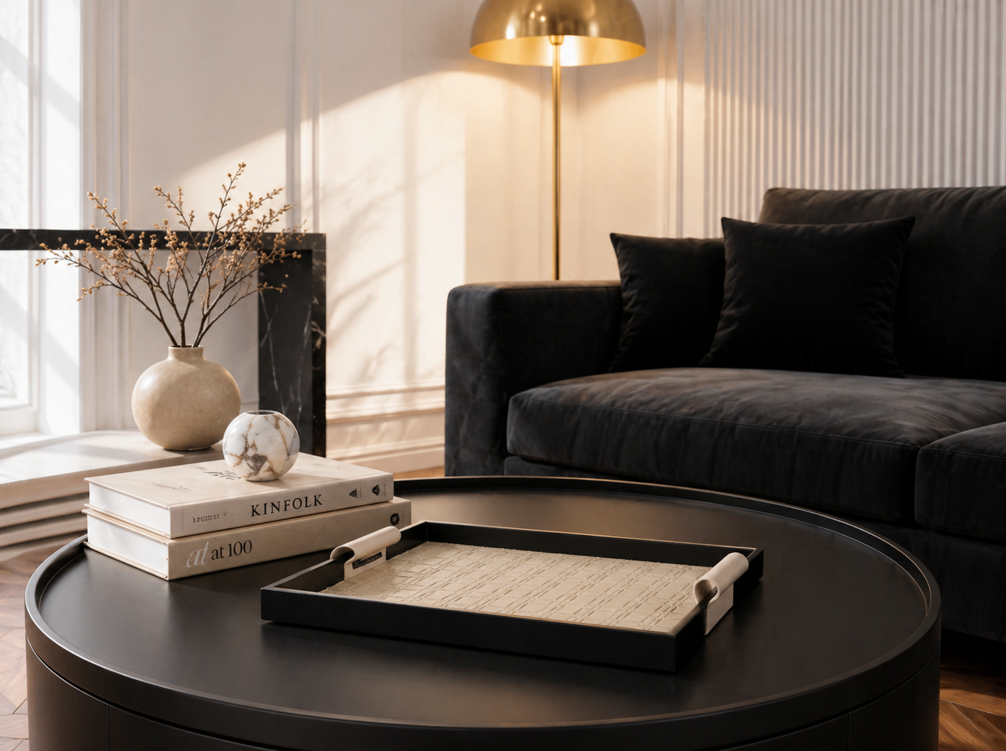 Woven Beige Black Tray UAE – Luxury Decorative Tray
