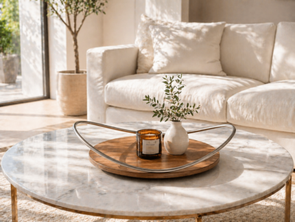 Black Marble Tray with Gold Handles – Luxury Decor UAE