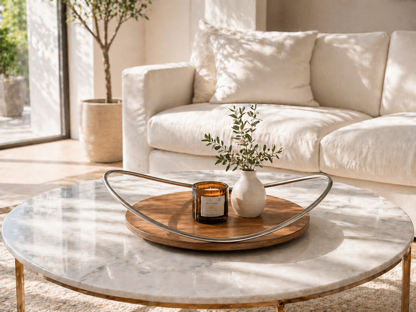Wood Metal Serving Tray – Modern Balanced Decor UAE